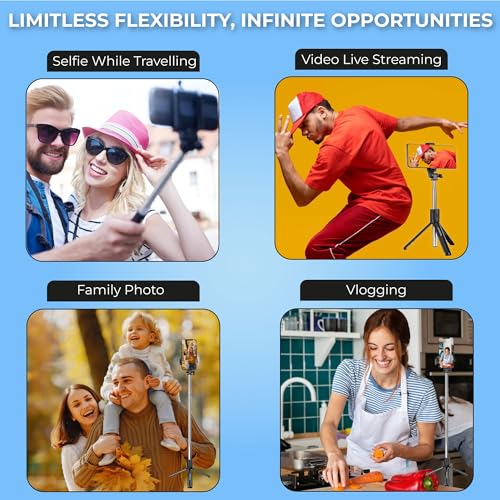 Kratos K1 - V3 Selfie Stick with Tripod Stand,Extendable Selfie Stick for Mobile Phone with Bluetooth Remote,3-in-1 Multifunctional Design for Redmi/Xiaomi/OnePlus/Samsung/Oppo/Vivo and All Phones - Image 5