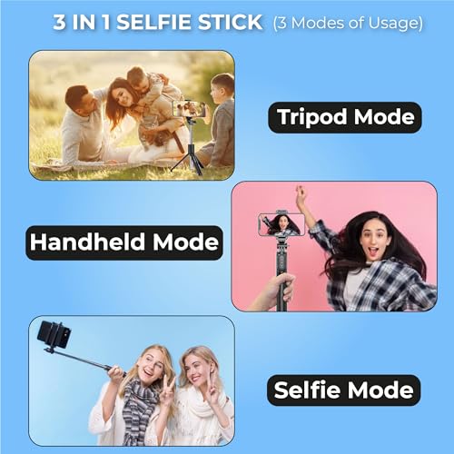 Kratos K1 - V3 Selfie Stick with Tripod Stand,Extendable Selfie Stick for Mobile Phone with Bluetooth Remote,3-in-1 Multifunctional Design for Redmi/Xiaomi/OnePlus/Samsung/Oppo/Vivo and All Phones - Image 4