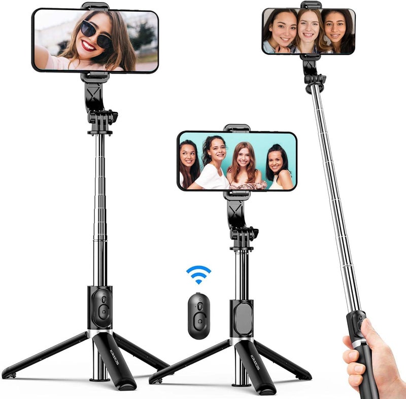 Kratos K1 - V3 Selfie Stick with Tripod Stand,Extendable Selfie Stick for Mobile Phone with Bluetooth Remote,3-in-1 Multifunctional Design for Redmi/Xiaomi/OnePlus/Samsung/Oppo/Vivo and All Phones - Image 1