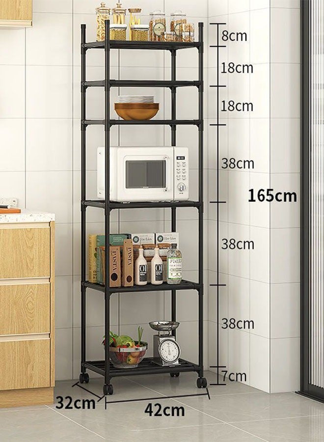 رفوف التخزين - منظم رفوف 6 طبقات، رفوف معدنية متينة مع أقدام قابلة للتعديل، منظم رفوف موفر للمساحة للمخزن، الغسيل، المطبخ - Image 1