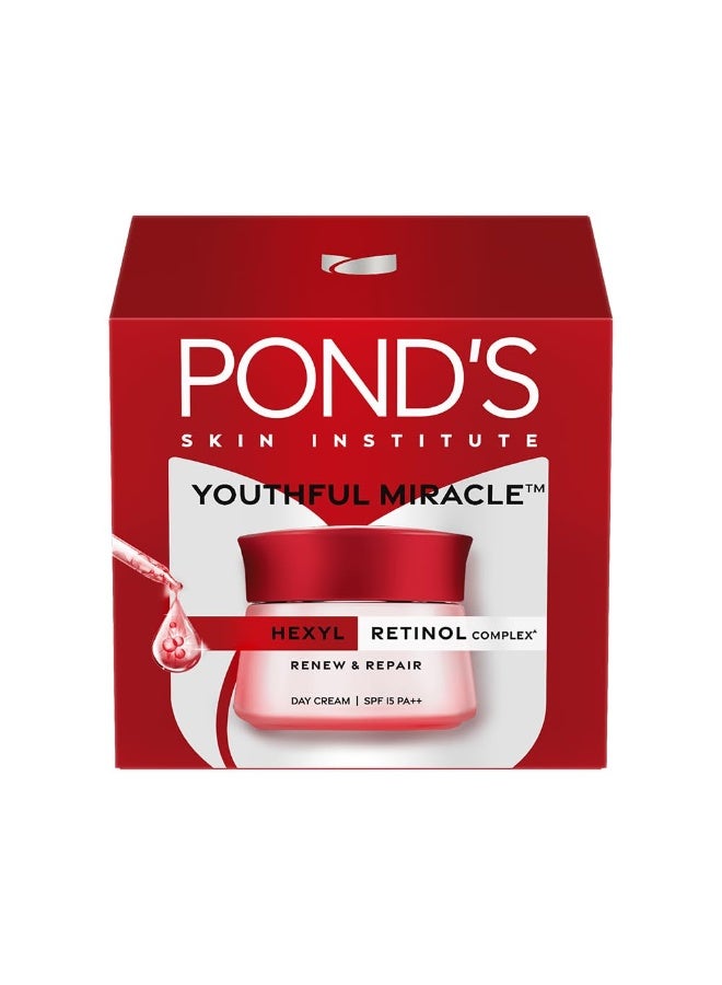 بوندس كريم النهار "يوثفول ميراكل" (Youthful Miracle) من بوندس بمركب "هكسيل ريتينول" (Hexyl Retinol Complex) للتجديد والإصلاح، 50 جم، بمعامل حماية SPF 15 PA++ - Image 1