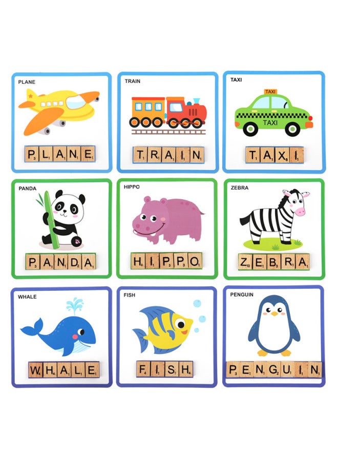 100 Wooden Letters Spelling Word Game Children Early Education English Word Matching Cognitive Toys - Image 3