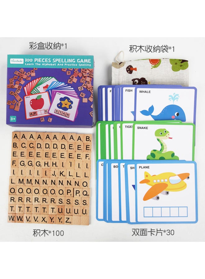 100 Wooden Letters Spelling Word Game Children Early Education English Word Matching Cognitive Toys - Image 4