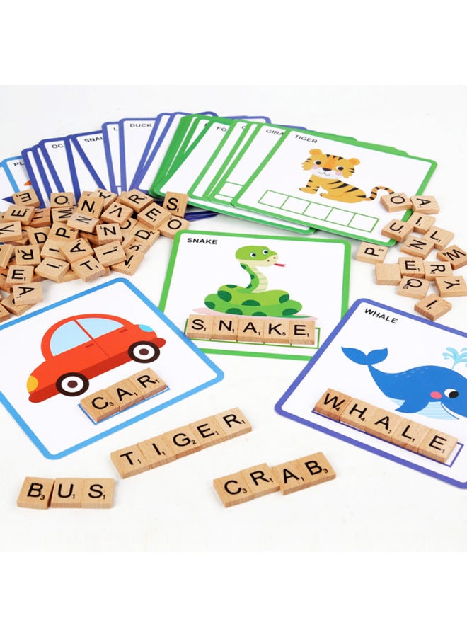 100 Wooden Letters Spelling Word Game Children Early Education English Word Matching Cognitive Toys - Image 2