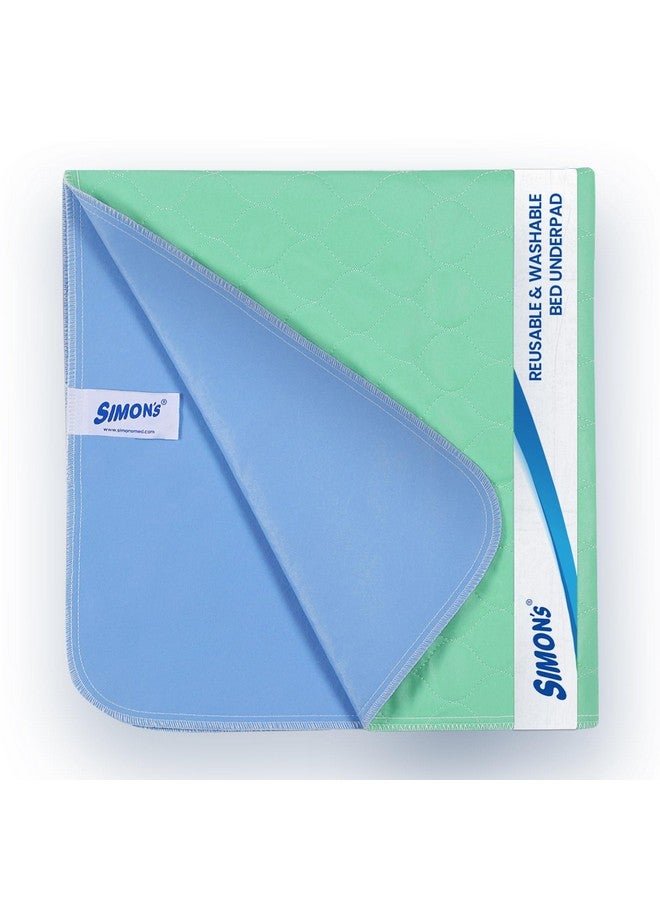 Simon's Simon’s Adult Reusable Classic Bed Underpad for Elderly, Heavy Absorbency Large Size 34 X 36 inches | Leak Proof 4 Layer Design Protects Surfaces for Incontinence Patients - Green | Pack of 1  - Image 1