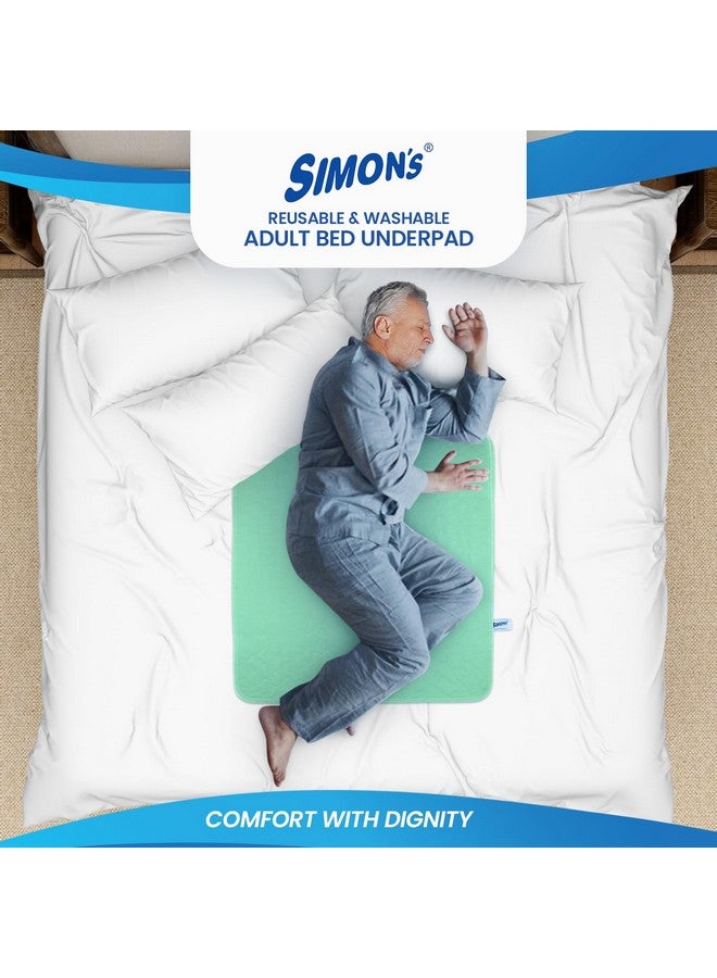 Simon's Simon’s Adult Reusable Classic Bed Underpad for Elderly, Heavy Absorbency Large Size 34 X 36 inches | Leak Proof 4 Layer Design Protects Surfaces for Incontinence Patients - Green | Pack of 1  - Image 2