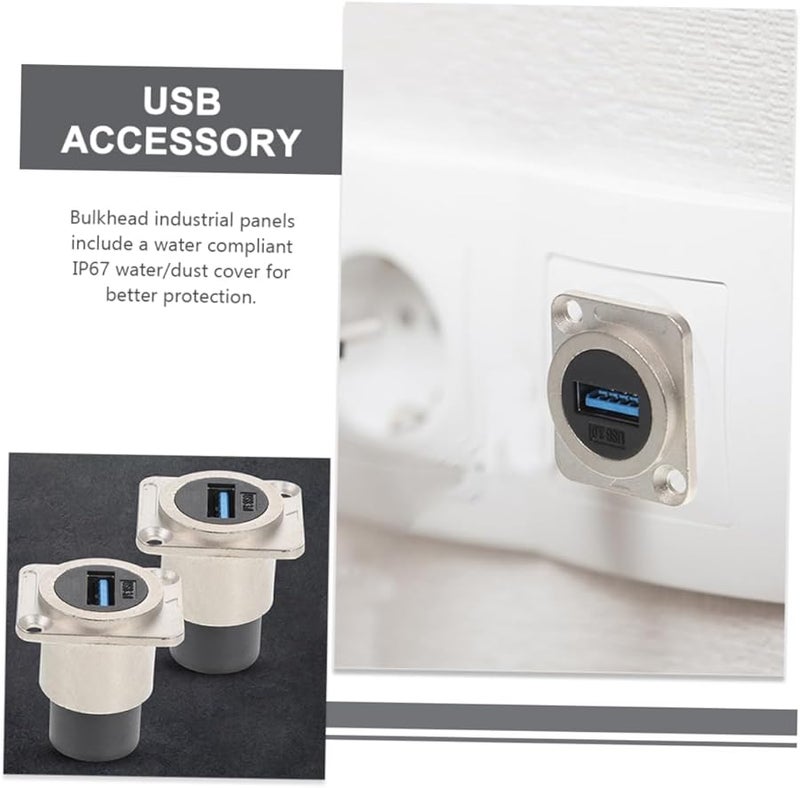 Merryhapy USB 3.0 Panel Mount Male to Female Bulkhead Adapter with Waterproof Cover Flush Mount - Image 5