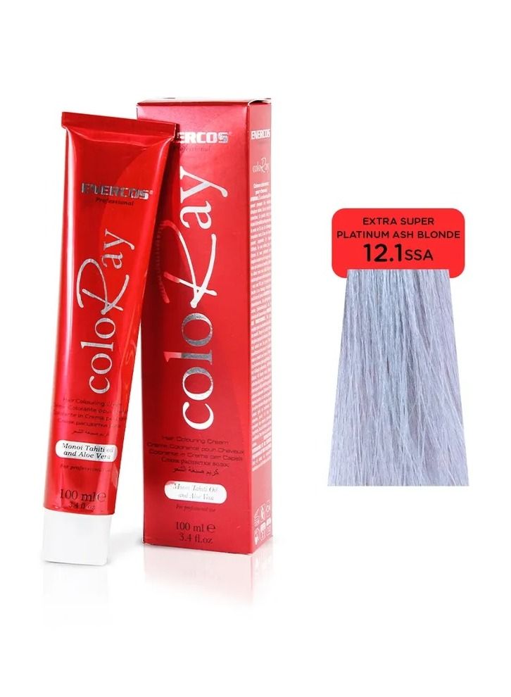 ENERCOS PROFESSIONAL Coloray Ammonia-Free Permanent Hair Color - Extra Super Platinum Ash Blonde 12.1 - Long-Lasting, Vibrant Tone with Brilliant Shine - 100ml