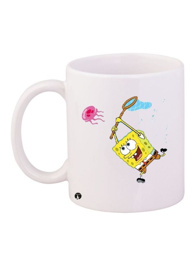 RYN Spongebob Printed Coffee Mug White/Yellow/Blue 11ounce