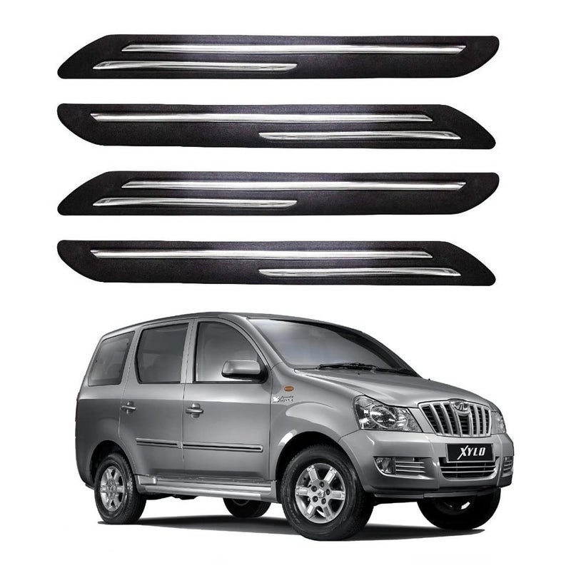 Bowrain Car Bumper Protector for Mahindra Xylo - (Black, Pack of 4, Chrome Strip) - Image 1