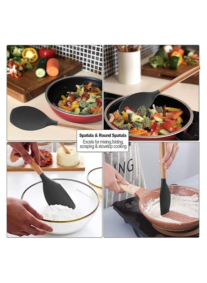 19-Piece Black Kitchen Set - Premium Silicone Utensils & Stainless Steel Knives with Storage Block - Image 4