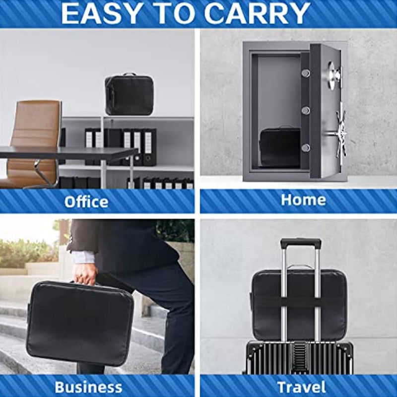 Briefcase with zipper, moisture and fireproof, 3 layers, 38.1 x 27.9 cm, important document storage bag (silver) - Image 4