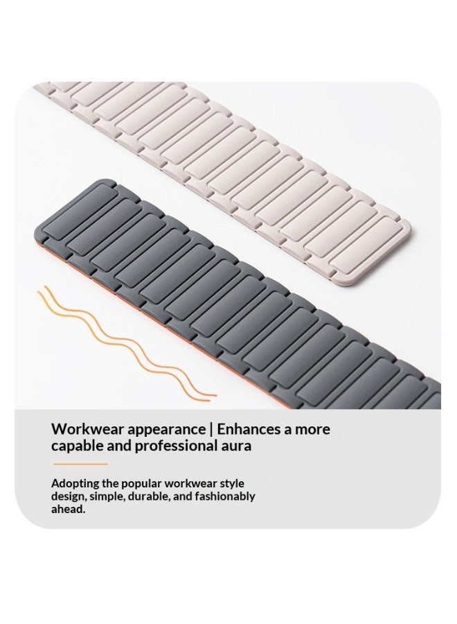 الحلقات المغناطيسية المتوافقة مع أبل واتش مقاس 49/46/45/44/42 مم - سوار سيليكون مرن بديل لساعة آي واتش ألترا 3، 2، 1 وطرازات SE، والسلسلة 11، 10، 9، 8، 7، 6، 5، 4، 3 - باللون البيج - Image 5