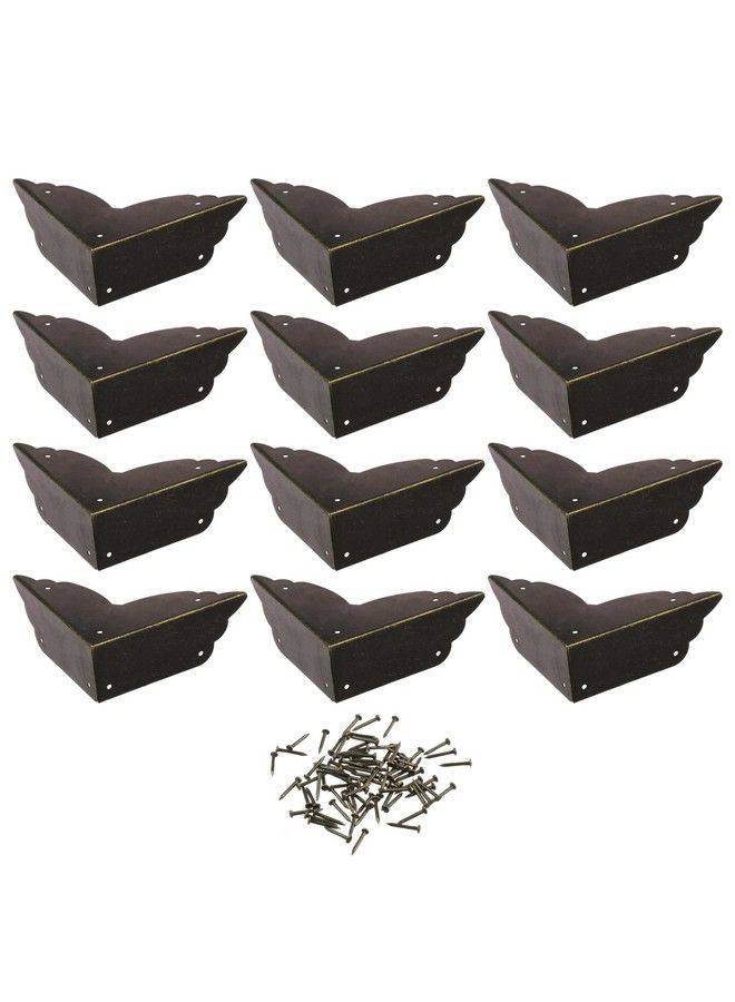 COSMOS Pack Of 12 Antique Metal Box Corner Protector Edge Safety Guard Cabinet Furniture Corner Metal Bumpers Bronze Tone Color  - Image 2