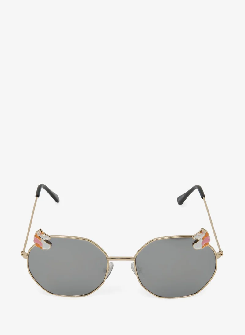 Redtag Girls Black Hexagonal Sunglasses