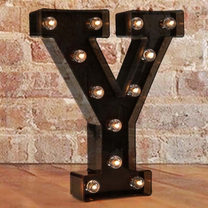 Pooqla علامة ماركيه مزخرفة مضاءة LED بأحرف الأبجدية مع أضواء لحفلات الزفاف وأعياد الميلاد واحتفالات عيد الميلاد مصباح ليلي للمنزل بار ديكور أسود