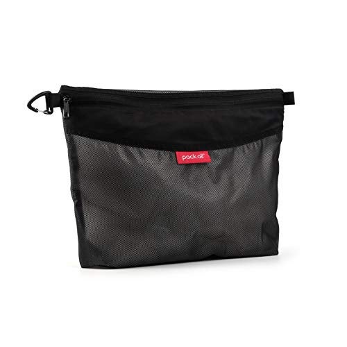 pack all Water-resistant Material Zipper Pouch, Mesh Zipper Bags for Storage, Travel, Office (Black, Large) - Image 1