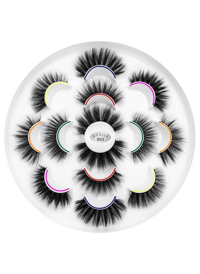 DYSILK Fluffy Lahses Fake Eyelashes - False Eyelashes Natural 7 Pairs 6D Lashes 7 Styles Faux Mink Eyelashes Wispy Lashes Natural Look False Eyelashes Long Lashes Pack Mink Lashes Eye Lashes |005 - Image 1