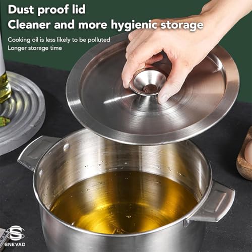 Snevad Oil Filter Basin Stainless Steel Oil Container Mixing Bowl with Lids Cooking Oil Container Kitchen Oil Basin 1.5 Liter Food Preparation Bowl with Fine Mesh Strainer Coaster Tray [24x20x12 CM] - Image 3