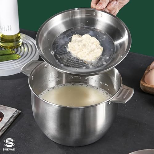 Snevad Oil Filter Basin Stainless Steel Oil Container Mixing Bowl with Lids Cooking Oil Container Kitchen Oil Basin 1.5 Liter Food Preparation Bowl with Fine Mesh Strainer Coaster Tray [24x20x12 CM] - Image 5