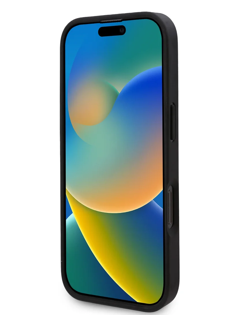 كارل لاغرفيلد جراب iPhone 16 Pro Max مصنوع من مادة البولي يوريثان الصلبة مع رأس كارل / امتصاص الصدمات والسقوط / فتحات دقيقة للمنافذ / نحيف وخفيف الوزن / قبضة مريحة - أسود