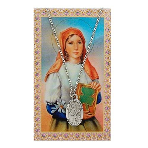 McVan St Dymphna Prayer Card With Medal Pendant Charm Patron Saint Catholic Christian - Image 4