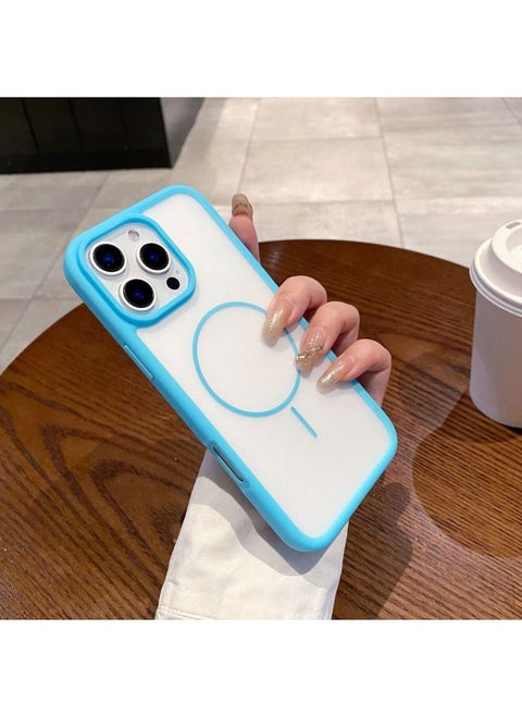 Ultra-thin Matte Mobile Phone Case For Apple 16Prax Magnetic Absorption Anti-fall Apple 15Prax Soft Case Protective Case-Color:【yuanfeng Blue】 Ultra-thin Frosted Original Machine Feel-Applicable Mod