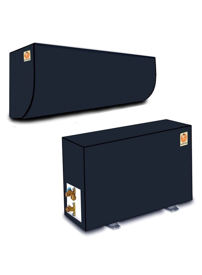KANUSHI industries® 100% Waterproof Split AC Cover Set For Indoor And Outdoor Unit 1.5 to 2.0 Ton Capacity (AC-IN-OUT-WATERPROOF-NAVY-BLUE-01), Plastic - Image 1