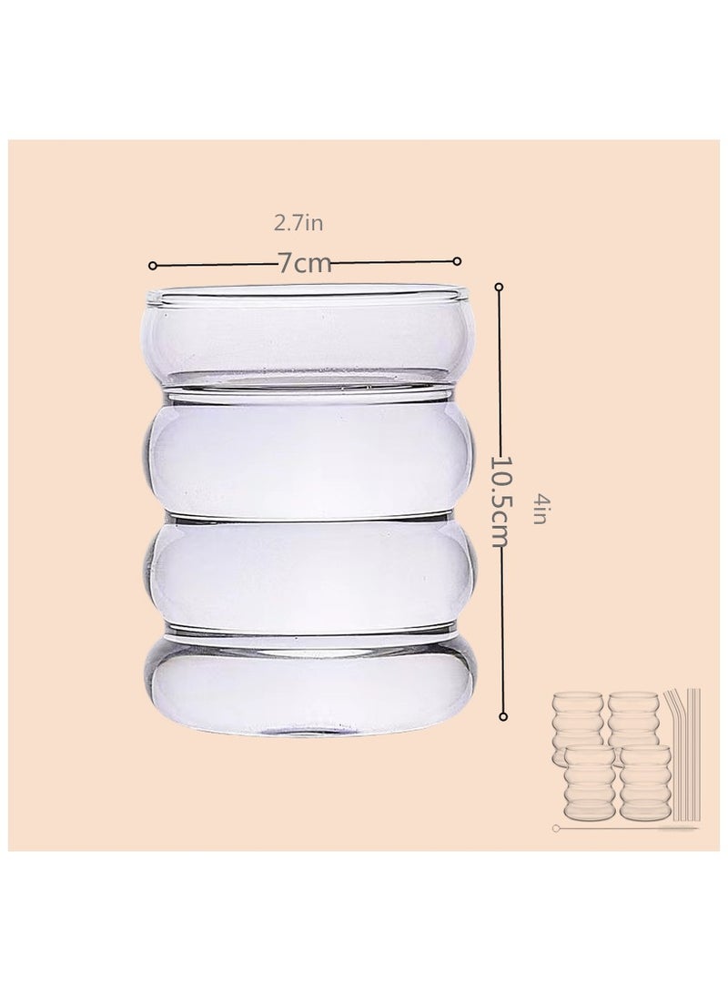 بيوينتي ‌أكواب قهوة مثلجة من بوينتي، فناجين قهوة زجاجية شفافة، أكواب صودا، كؤوس ميلك شيك، كؤوس عصير، مجموعة كؤوشرب زجاجية مع قشة زجاجية (مجموعة من 4 قطع مع فرشة تنظيف) - شفاف، 13.5 أونصة - Image 2