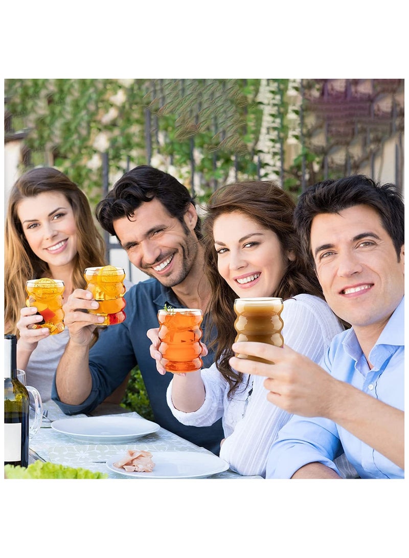 بيوينتي ‌أكواب قهوة مثلجة من بوينتي، فناجين قهوة زجاجية شفافة، أكواب صودا، كؤوس ميلك شيك، كؤوس عصير، مجموعة كؤوشرب زجاجية مع قشة زجاجية (مجموعة من 4 قطع مع فرشة تنظيف) - شفاف، 13.5 أونصة - Image 4