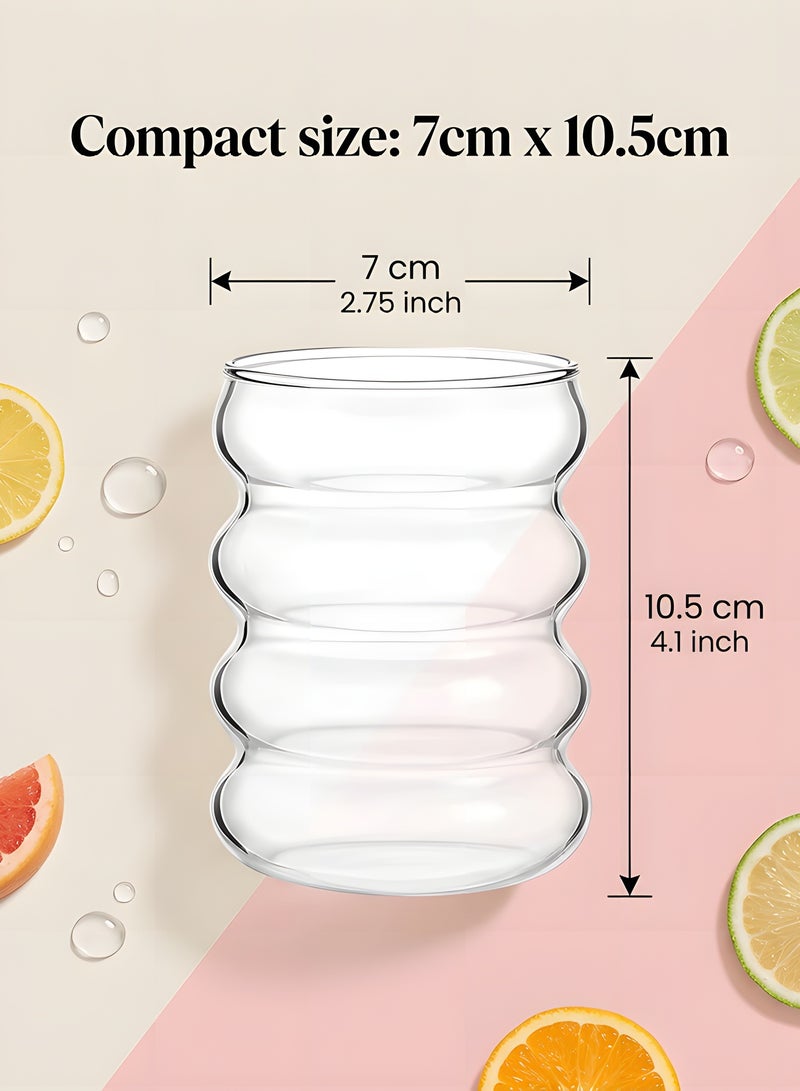 بيوينتي ‌أكواب قهوة مثلجة من بوينتي، فناجين قهوة زجاجية شفافة، أكواب صودا، كؤوس ميلك شيك، كؤوس عصير، مجموعة كؤوشرب زجاجية مع قشة زجاجية (مجموعة من 4 قطع مع فرشة تنظيف) - شفاف، 13.5 أونصة - Image 4