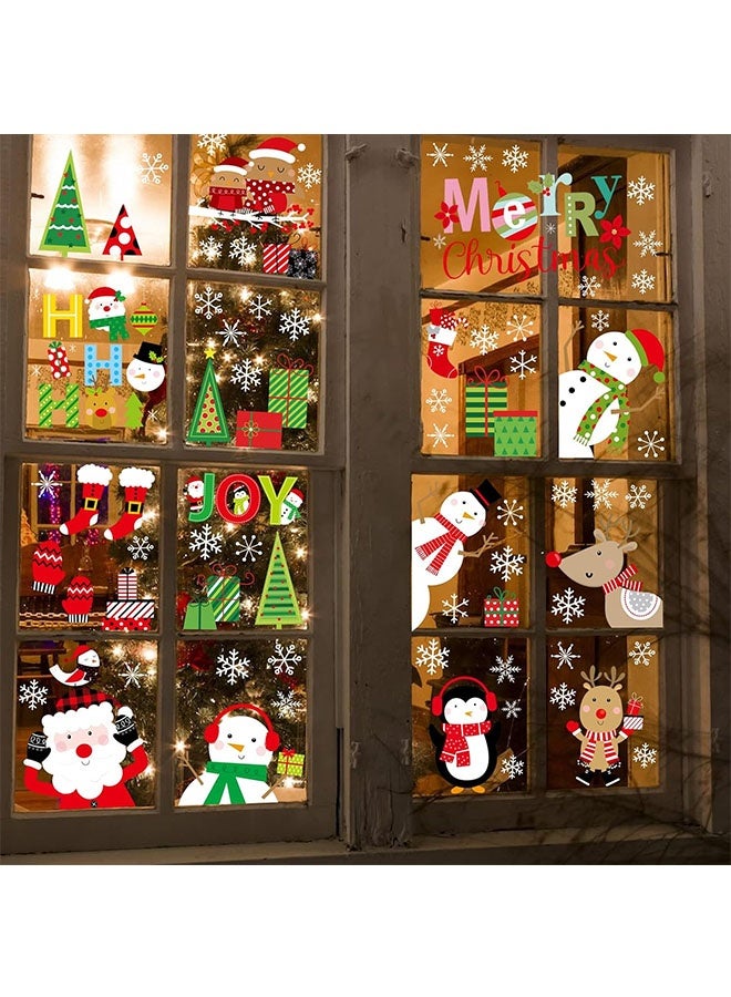 JCB CHIC DIY Christmas Windows Stickers Wreath Snowflakes Santa Claus Xmas Tree Wall Window Clings Door Mural Decals Static Sticker for Showcase Winter Party Decorations - Image 2
