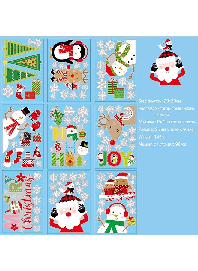 JCB CHIC DIY Christmas Windows Stickers Wreath Snowflakes Santa Claus Xmas Tree Wall Window Clings Door Mural Decals Static Sticker for Showcase Winter Party Decorations - Image 3