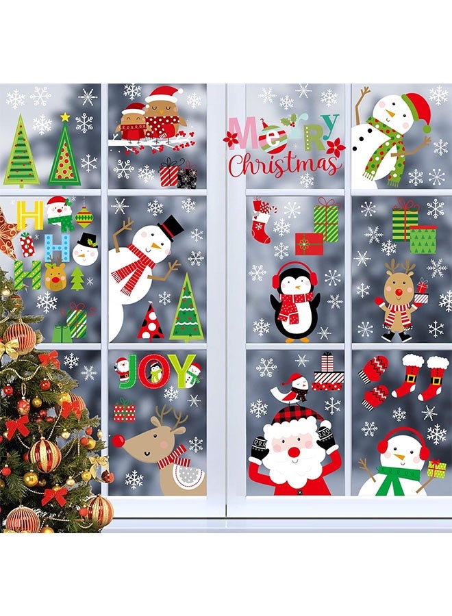 JCB CHIC DIY Christmas Windows Stickers Wreath Snowflakes Santa Claus Xmas Tree Wall Window Clings Door Mural Decals Static Sticker for Showcase Winter Party Decorations - Image 1