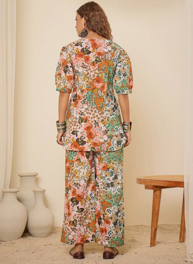 WineRed Printed Cotton Co-Ords Set For Women - Image 5