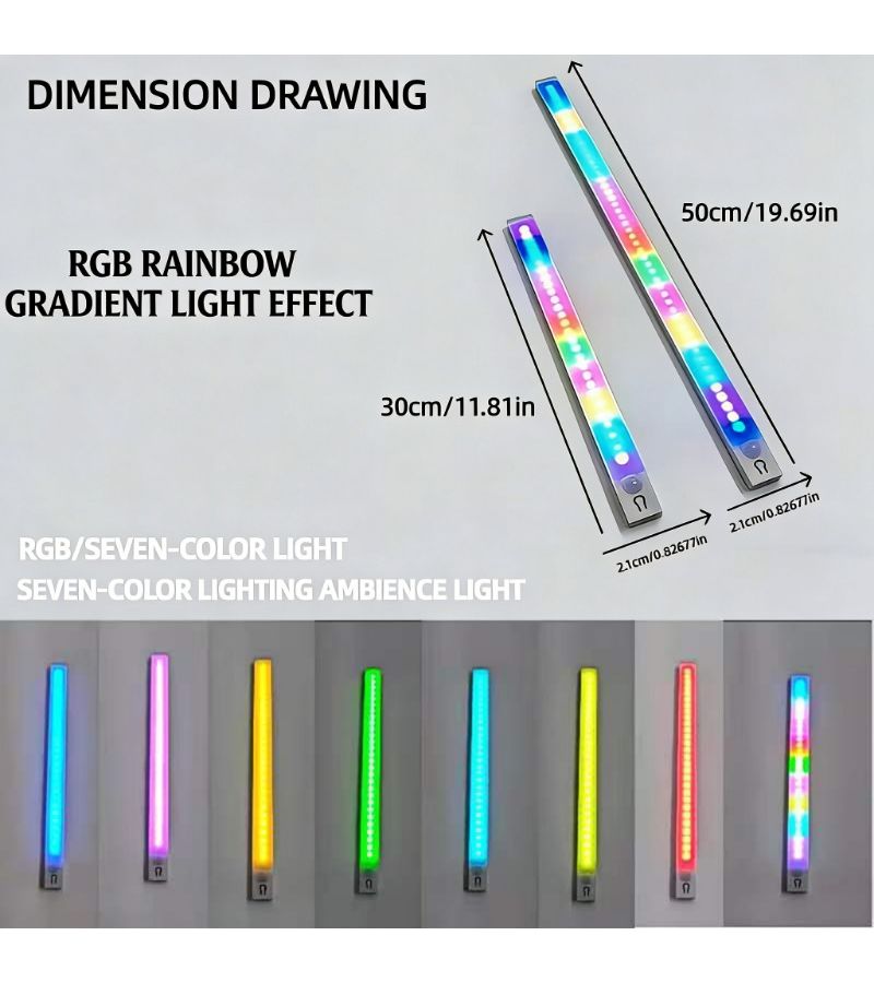 شريط إضاءة محيطية RGB بطول 50 سم مصباح حث مغناطيسي قابل للتعديل لتزيين خزانة الملابس والممرات - Image 4