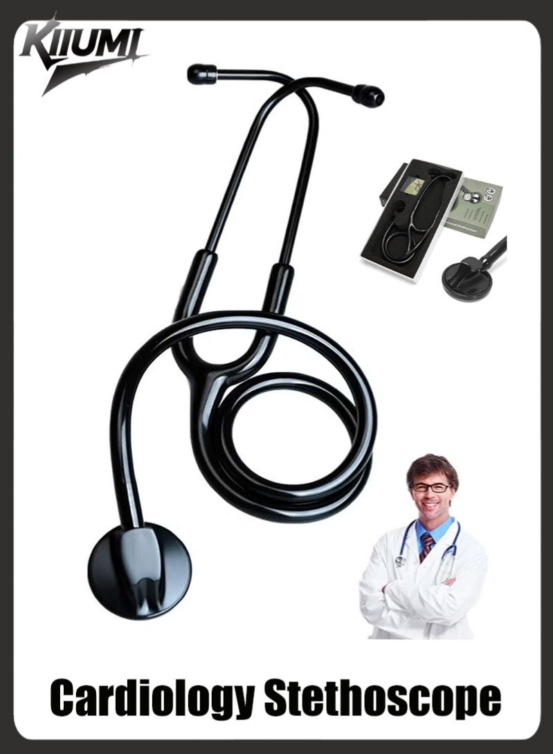 KIIUMI Basic Medical Stethoscope,Cardiology Stethoscope,Single Head Stethoscope,Professional Heart Lung Medical Equipment Device,Black Tube,HM-03 - Image 1