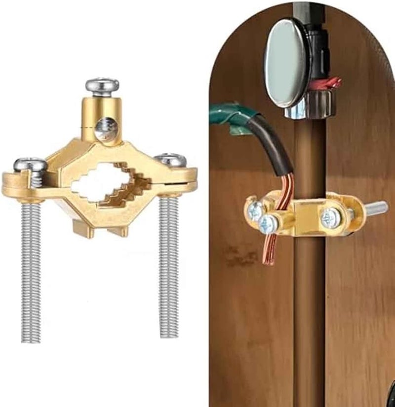 مجموعة مشبك أرضي من سبيكة النحاس لأنابيب المياه من 1/2 إلى 1 بوصة وربط القناة الفولاذية - Image 1