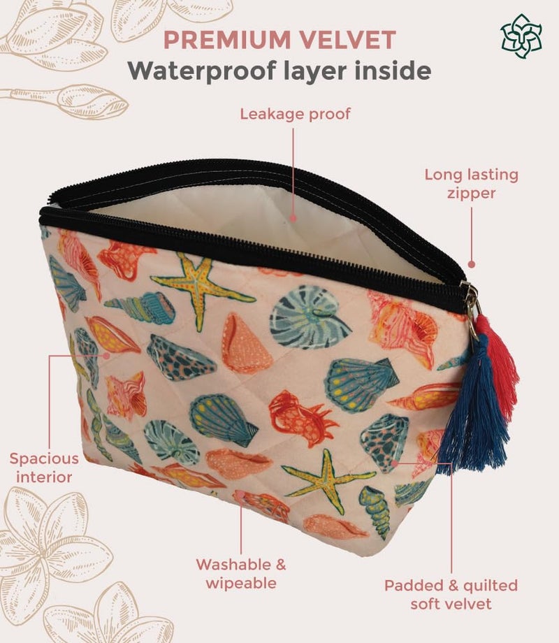 MaatirDesigns Maatir Seashell Art Print MultiPurpose Waterproof Travel Cosmetic Toiletry Pouches  Set of 2 - Image 5
