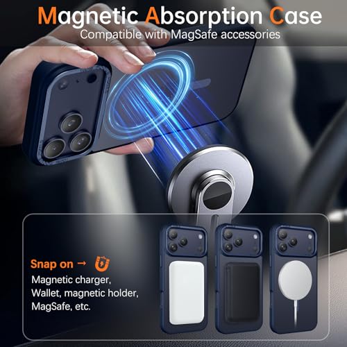 YINLAI for iPhone 17 Pro Case 6.3-inch,Magnetic Compatible with MagSafe, Slim Matte Anti-Fingerprint, Shockproof Full Body Military Grade Protection for iPhone 17 Pro Cover, Deep Blue - Image 3