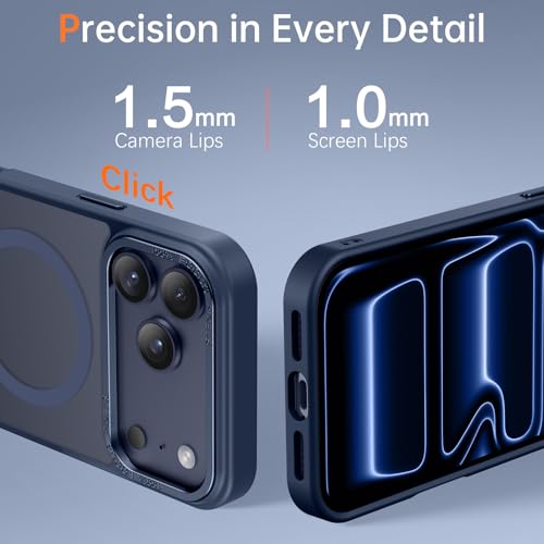 YINLAI for iPhone 17 Pro Case 6.3-inch,Magnetic Compatible with MagSafe, Slim Matte Anti-Fingerprint, Shockproof Full Body Military Grade Protection for iPhone 17 Pro Cover, Deep Blue - Image 5