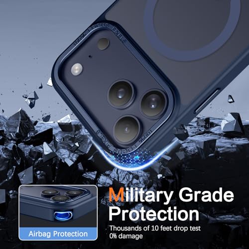 YINLAI for iPhone 17 Pro Case 6.3-inch,Magnetic Compatible with MagSafe, Slim Matte Anti-Fingerprint, Shockproof Full Body Military Grade Protection for iPhone 17 Pro Cover, Deep Blue - Image 4