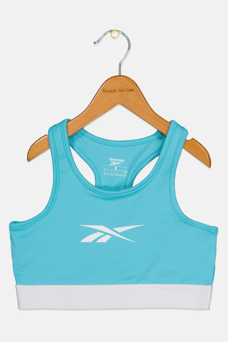 Reebok Kids Girl Non Padded Sleeveless Training Sports Bra, Blue - Image 2