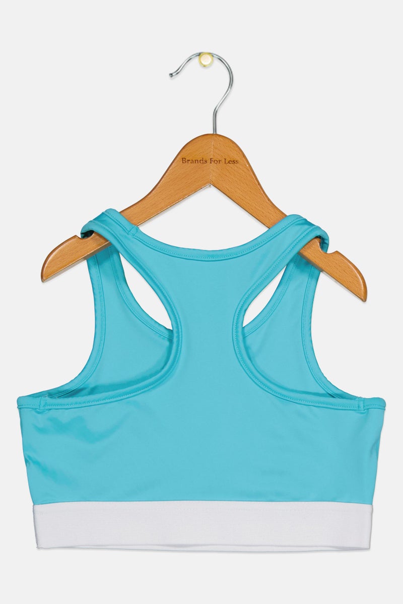 Reebok Kids Girl Non Padded Sleeveless Training Sports Bra, Blue - Image 3