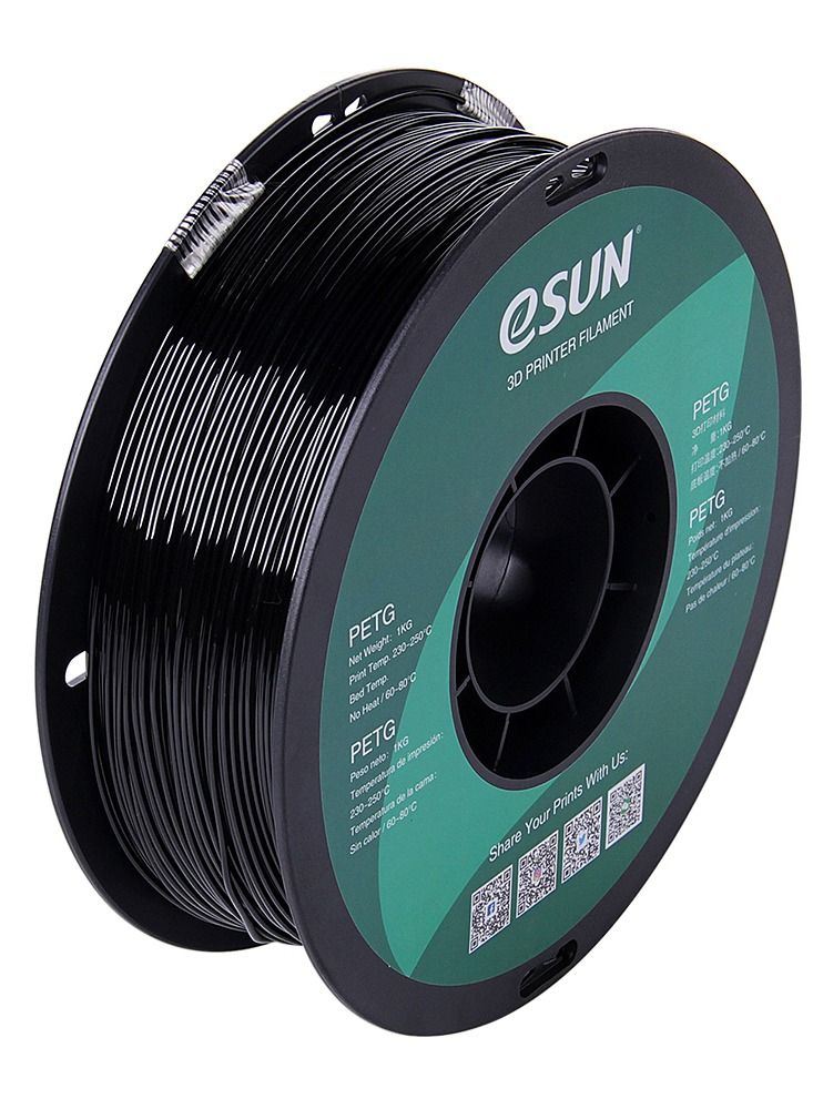Esun 3D Printer Filament PETG 1.75 mm Dimensional Accuracy +/- 0.05 mm 1 Kg (2.2 lbs) Spool 3D Printing Material for 3D Printers – Solid Black - Image 2