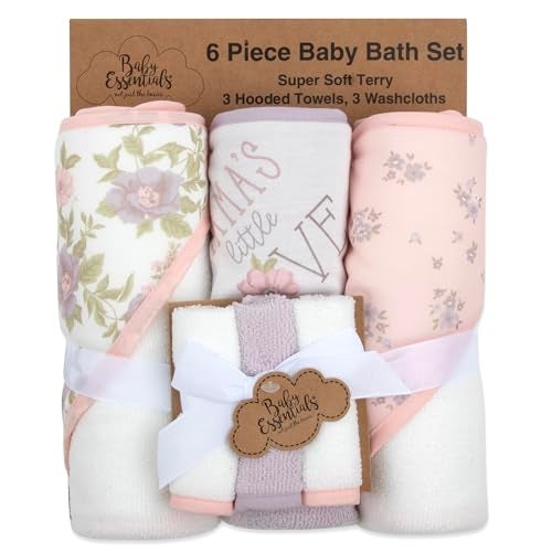 Baby Essentials Hooded Baby Bath Towel and Washcloth 6 Piece Set for Newborns, Infants & Toddlers, Boys & Girls Baby Hooded Towels Set - Image 5