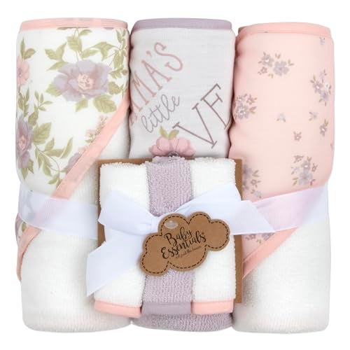 Baby Essentials Hooded Baby Bath Towel and Washcloth 6 Piece Set for Newborns, Infants & Toddlers, Boys & Girls Baby Hooded Towels Set - Image 1