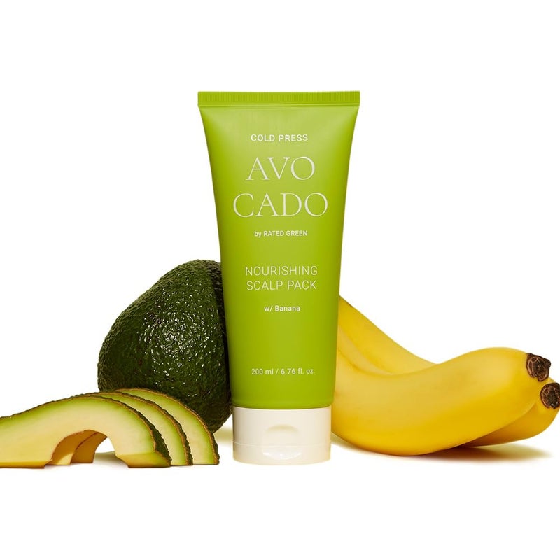 RATED GREEN Cold Brew Avocado Nourishing Scalp Pack with Banana - Korean Hair Conditioning Mask - Deep Hydrating Treatment for Dry Damaged Hair (6.76 Fl. Oz) - Image 1