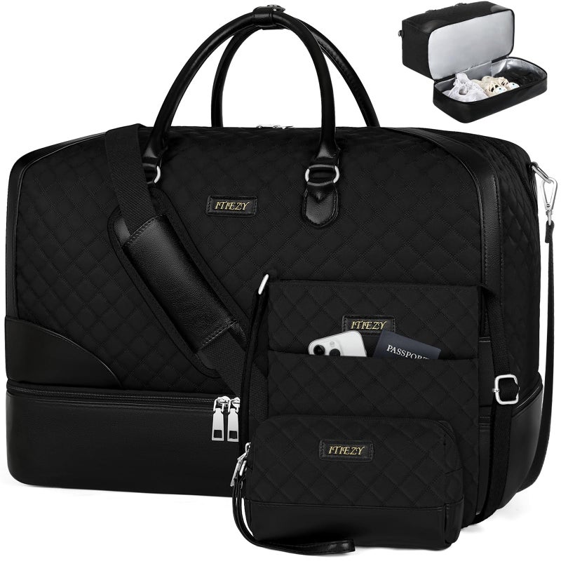 ITIEZY Weekender Overnight Bag for Women - Large Travel Duffel Bag Carry On Tote Bags with Crossbody Bag Toiletry Bag - Image 1