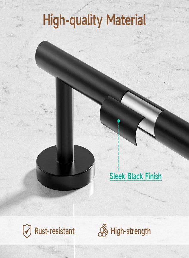 USHOWER Matte Black Toilet Paper Holder, Wall-Mounted Toilet Roll Holder for Bathroom, Durable SUS304 Stainless Steel, Modern Style - Image 4